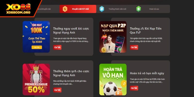 Chương trình ưu đãi thưởng nạp lại tại XO88